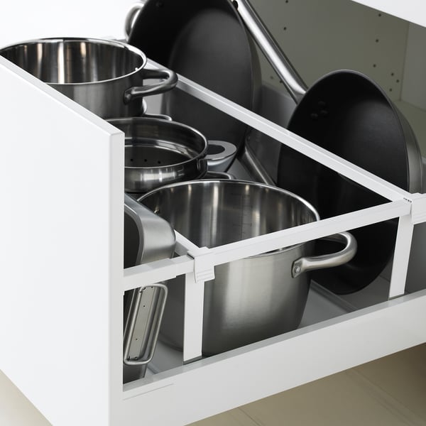 METOD / MAXIMERA Élément bas table cuisson/2fcs/2tir, blanc/Bodbyn gris, 80x60 cm