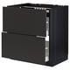 METOD / MAXIMERA Élément bas table cuisson/2fcs/2tir, noir/Nickebo anthracite mat, 80x60 cm
