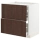 METOD / MAXIMERA Élément bas table cuisson/2fcs/3tir, blanc/Sinarp brun, 80x60 cm