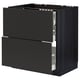 METOD / MAXIMERA Élément bas table cuisson/2fcs/3tir, noir/Nickebo anthracite mat, 80x60 cm