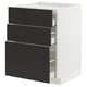 METOD / MAXIMERA Élément bas table cuisson/3fcs/3tir, blanc/Nickebo anthracite mat, 60x60 cm