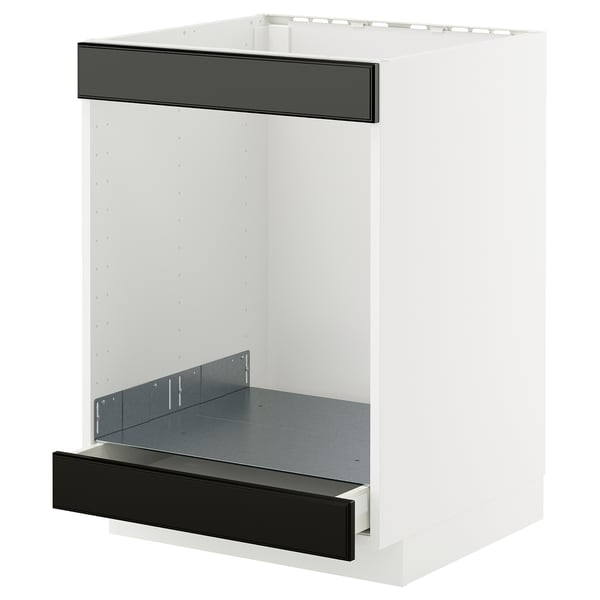 METOD / MAXIMERA Élément bas table cuisson/four+tir, blanc/Bodbyn noir, 60x60 cm