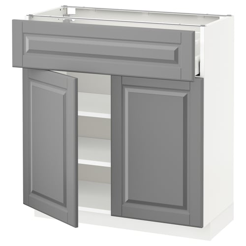 METOD / MAXIMERA Élément bas tiroir/2 portes, blanc/Bodbyn gris, 80x37 cm