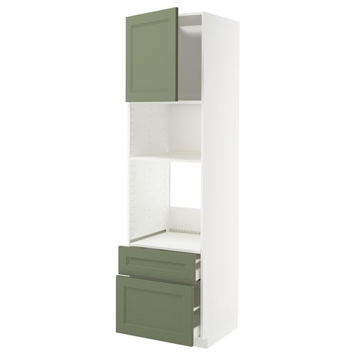 METOD / MAXIMERA Élément haut pr appareils encastrés, blanc/Axstad gris vert, 60x60x220 cm