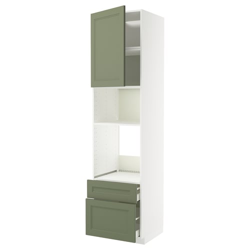 METOD / MAXIMERA Élément haut pr appareils encastrés, blanc/Axstad gris vert, 60x60x240 cm