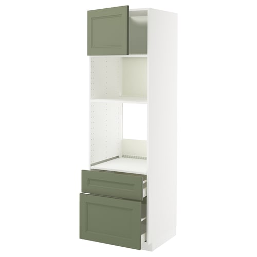METOD / MAXIMERA Élément haut pr appareils encastrés, blanc/Axstad gris vert, 60x60x200 cm