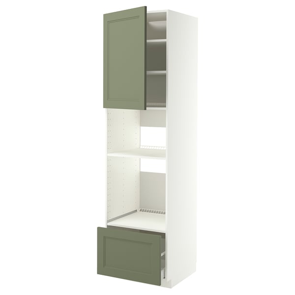 METOD / MAXIMERA Élément haut pr appareils encastrés, blanc/Axstad gris vert, 60x60x220 cm