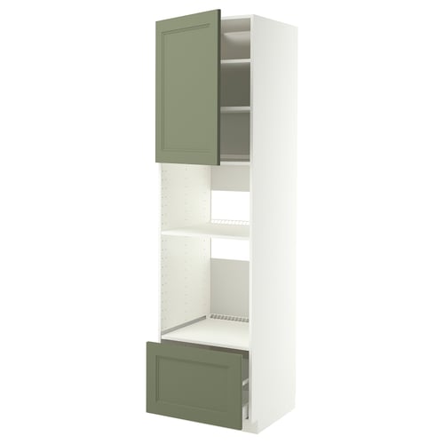 METOD / MAXIMERA Élément haut pr appareils encastrés, blanc/Axstad gris vert, 60x60x220 cm