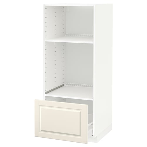 METOD / MAXIMERA Élément haut pr appareils encastrés, blanc/Bodbyn blanc cassé, 60x60x140 cm
