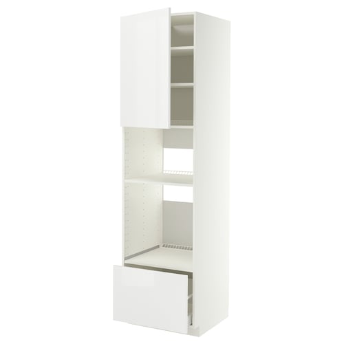METOD / MAXIMERA Élément haut pr appareils encastrés, blanc/Ringhult blanc, 60x60x220 cm
