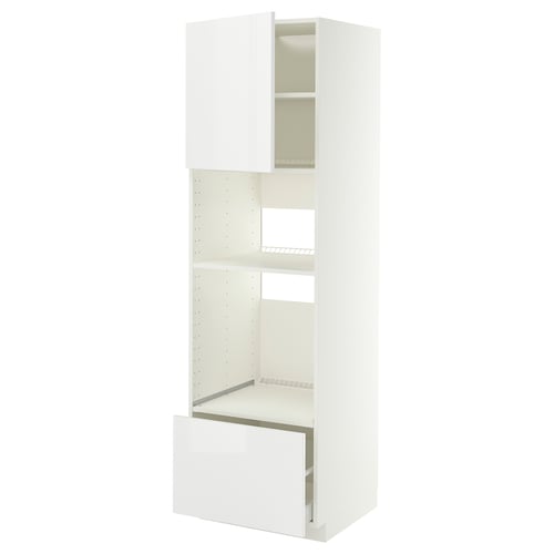 METOD / MAXIMERA Élément haut pr appareils encastrés, blanc/Ringhult blanc, 60x60x200 cm