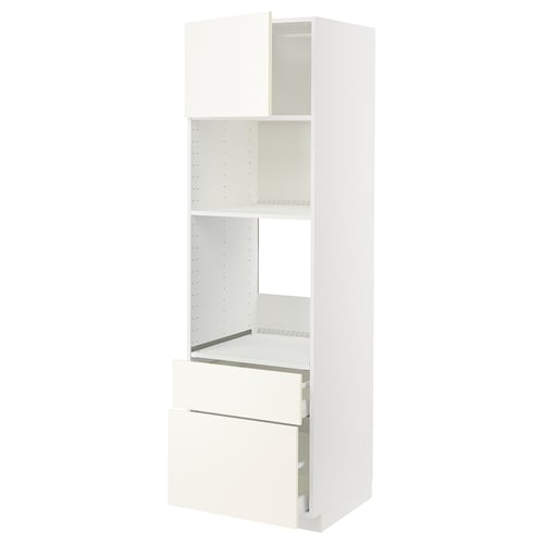 METOD / MAXIMERA Élément haut pr appareils encastrés, blanc/Vallstena blanc, 60x60x200 cm