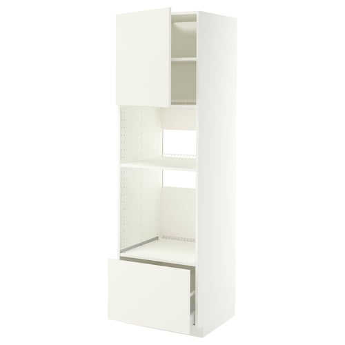 METOD / MAXIMERA Élément haut pr appareils encastrés, blanc/Vallstena blanc, 60x60x200 cm