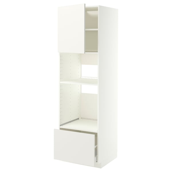 METOD / MAXIMERA Élément haut pr appareils encastrés, blanc/Veddinge blanc, 60x60x200 cm