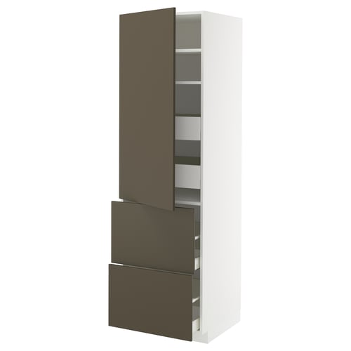 METOD / MAXIMERA Élément haut+tablettes/4tir/pte/2fc