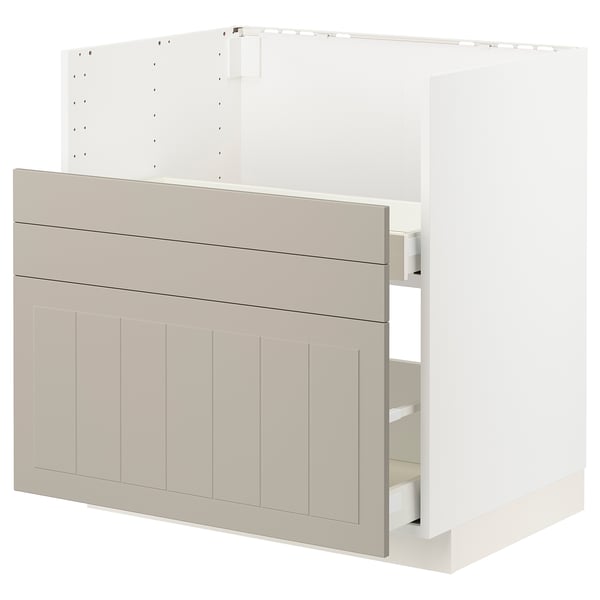 METOD / MAXIMERA Rgt bs pr évier TALLSJÖN, blanc/Stensund beige, 80x60 cm