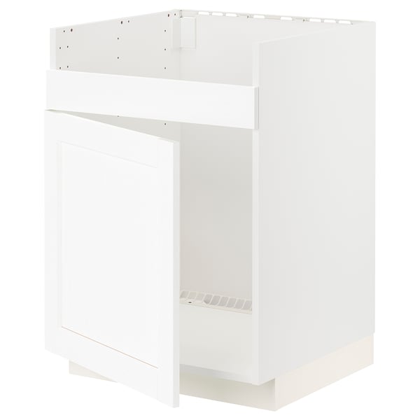 METOD Rangemt bas pour évier 1 bac HAVSEN, blanc Enköping/blanc effet bois, 60x60 cm