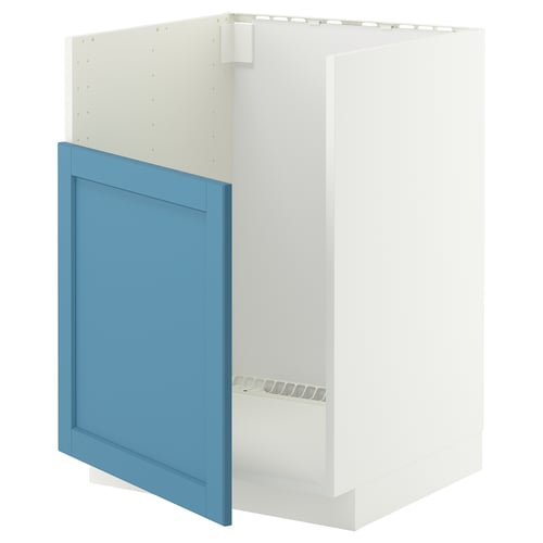METOD Rangemt bas pour évier 1 bac HAVSEN, blanc/Lerhyttan bleu, 60x60 cm