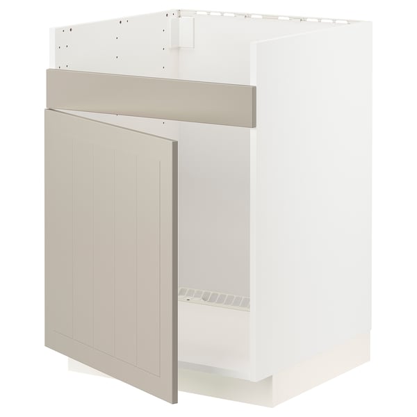 METOD Rangemt bas pour évier 1 bac HAVSEN, blanc/Stensund beige, 60x60 cm