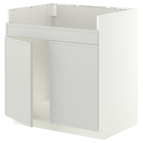 METOD Rangemt bas pr évier 2 bacs HAVSEN, blanc/Aspudden gris clair, 80x60 cm