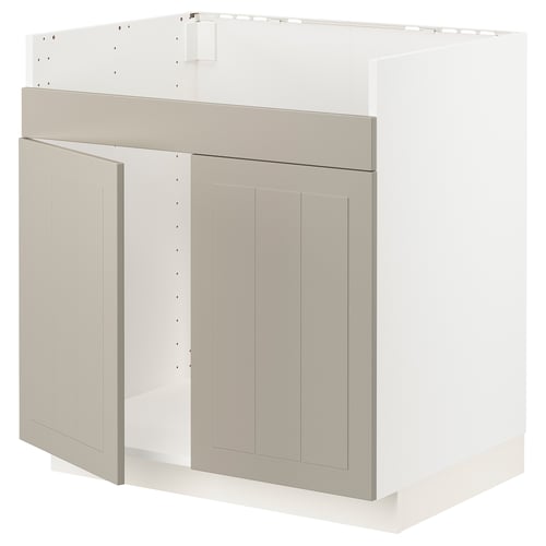 METOD Rangemt bas pr évier 2 bacs HAVSEN, blanc/Stensund beige, 80x60 cm