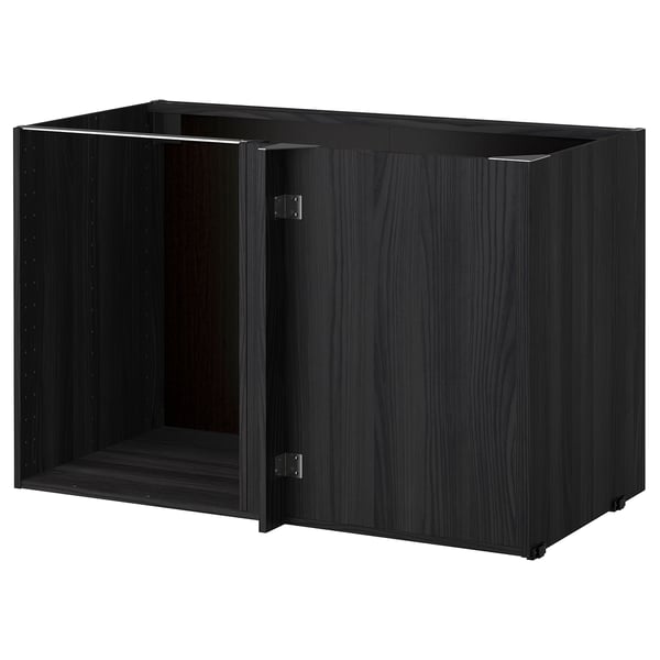 METOD Structure élément bas d'angle, effet bois noir, 128x68x80 cm
