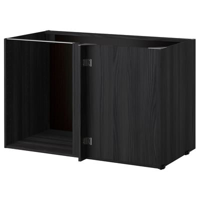 METOD Structure élément bas d'angle, effet bois noir, 128x68x80 cm