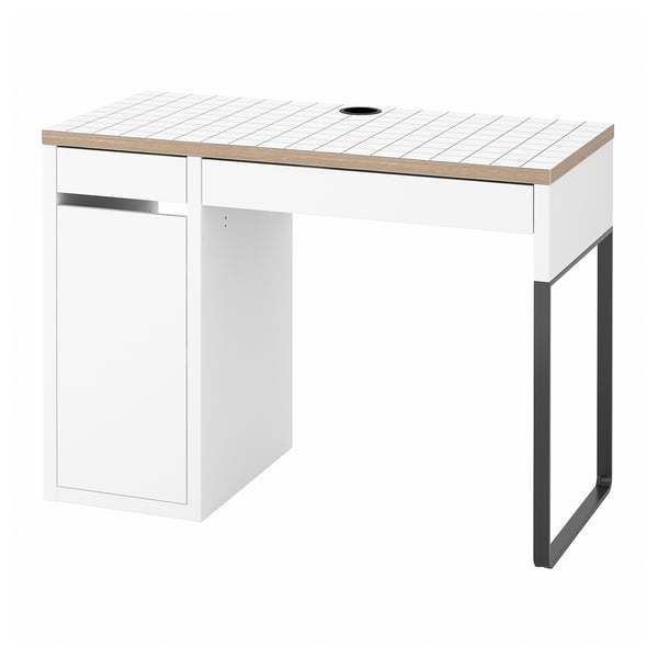 MICKE Bureau, blanc/anthracite, 105x50 cm
