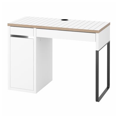 MICKE Bureau, blanc/anthracite, 105x50 cm