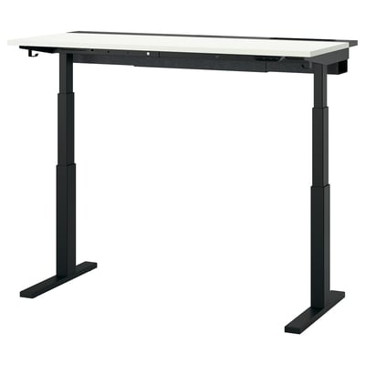 MITTZON Bureau assis/debout, électrique blanc/noir, 140x60 cm