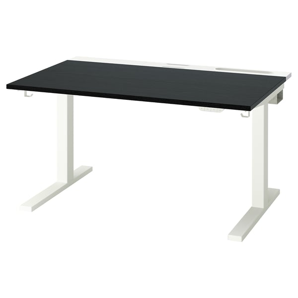 MITTZON Bureau assis/debout, électrique plaqué frêne teinté noir/blanc, 120x80 cm