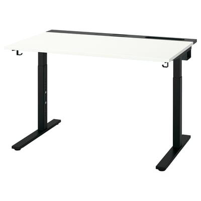 MITTZON Bureau, blanc/noir, 120x80 cm