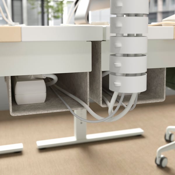 MITTZON Bureau, plaqué bouleau/blanc, 160x60 cm