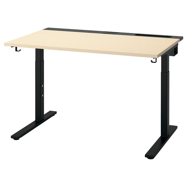 MITTZON Bureau, plaqué bouleau/noir, 120x80 cm