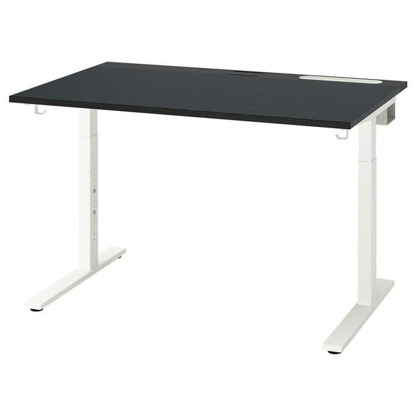 MITTZON Bureau, teinté noir plaqué frêne/noir blanc, 120x80 cm