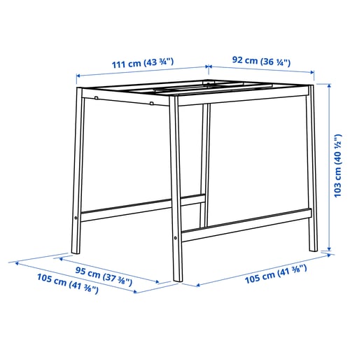 MITTZON Piètement pour table de conférence, blanc, 120x108x103 cm