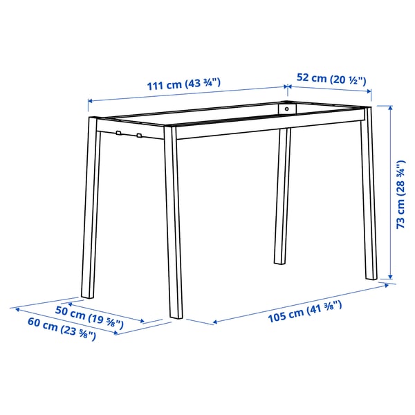 MITTZON Piètement pour table de conférence, noir, 120x68x73 cm
