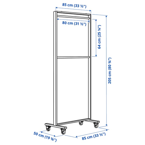 MITTZON Structure av roul/tringle, blanc, 85x205 cm