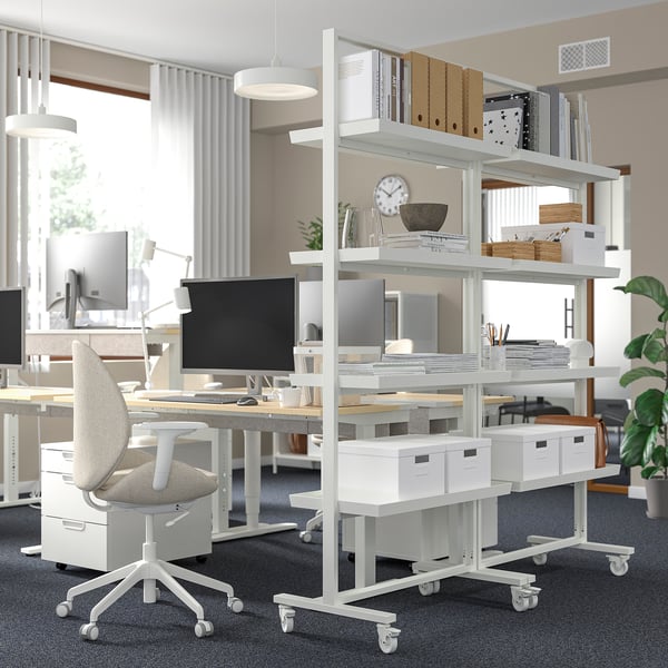 MITTZON Structure roulettes/tablettes, blanc, 85x205 cm