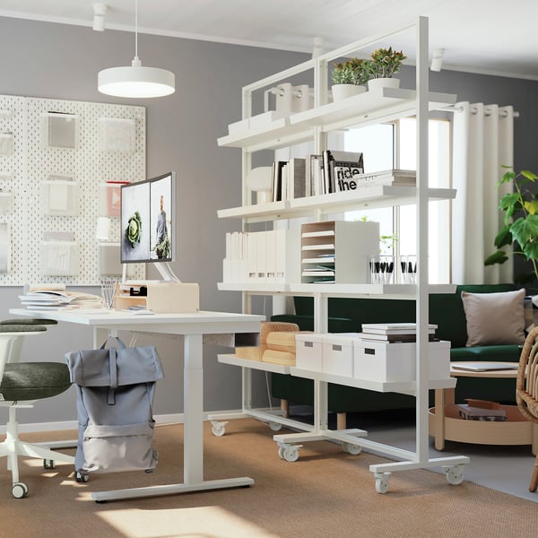 MITTZON Structure roulettes/tablettes, blanc, 85x205 cm