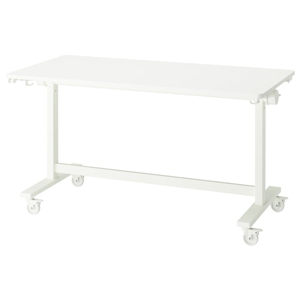 MITTZON Table pliante à roulettes, blanc, 140x70 cm