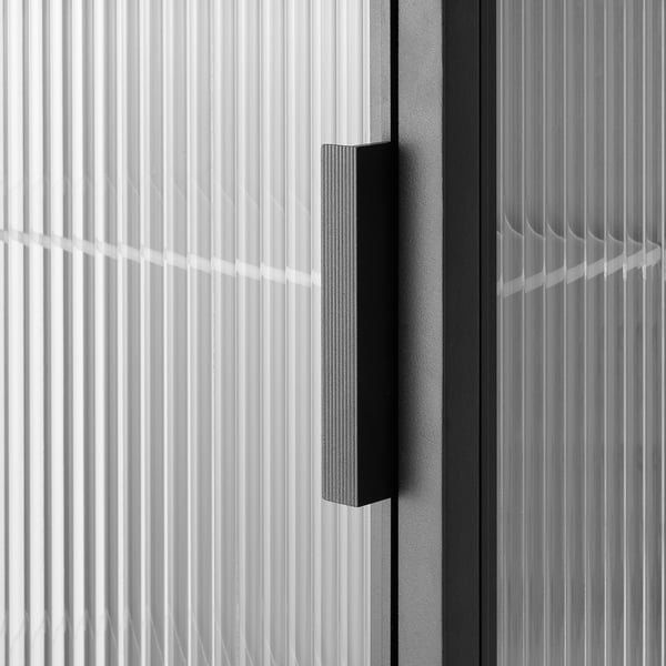 MOSSJÖN Élément mural+tablettes/pte vitrée, anthracite, 36x18x102 cm