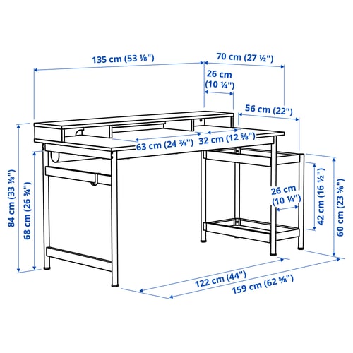 MULLSJÖ Bureau, plaqué chêne, 135x70 cm