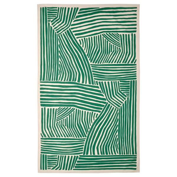 NÄBBFISK Nappe, à motifs blanc cassé/vert foncé, 145x240 cm