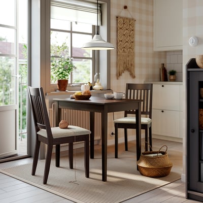 NÄSINGE Table, brun foncé teinté/plaqué hêtre, 80x60 cm