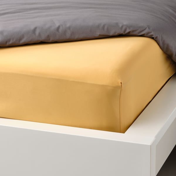 NATTJASMIN Drap housse, jaune, 140x200 cm