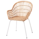 NILSOVE Chaise à accoudoirs, rotin/blanc