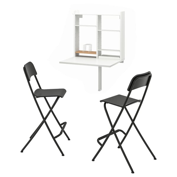 NORBERG / FRANKLIN Table et 2 chaises, blanc/noir