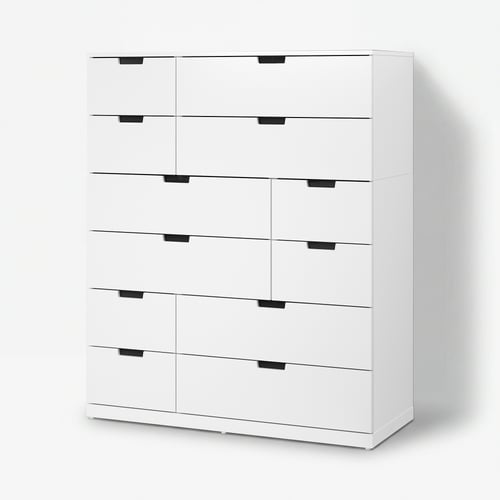 NORDLI Commode avec 12 tiroirs, blanc, 120x145 cm
