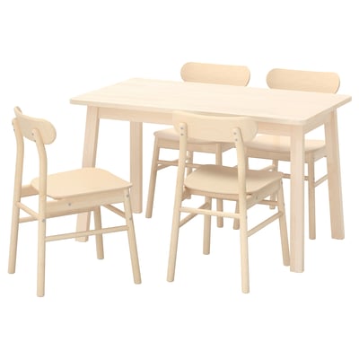 NORRÅKER / RÖNNINGE Table et 4 chaises, bouleau/bouleau, 125x74 cm